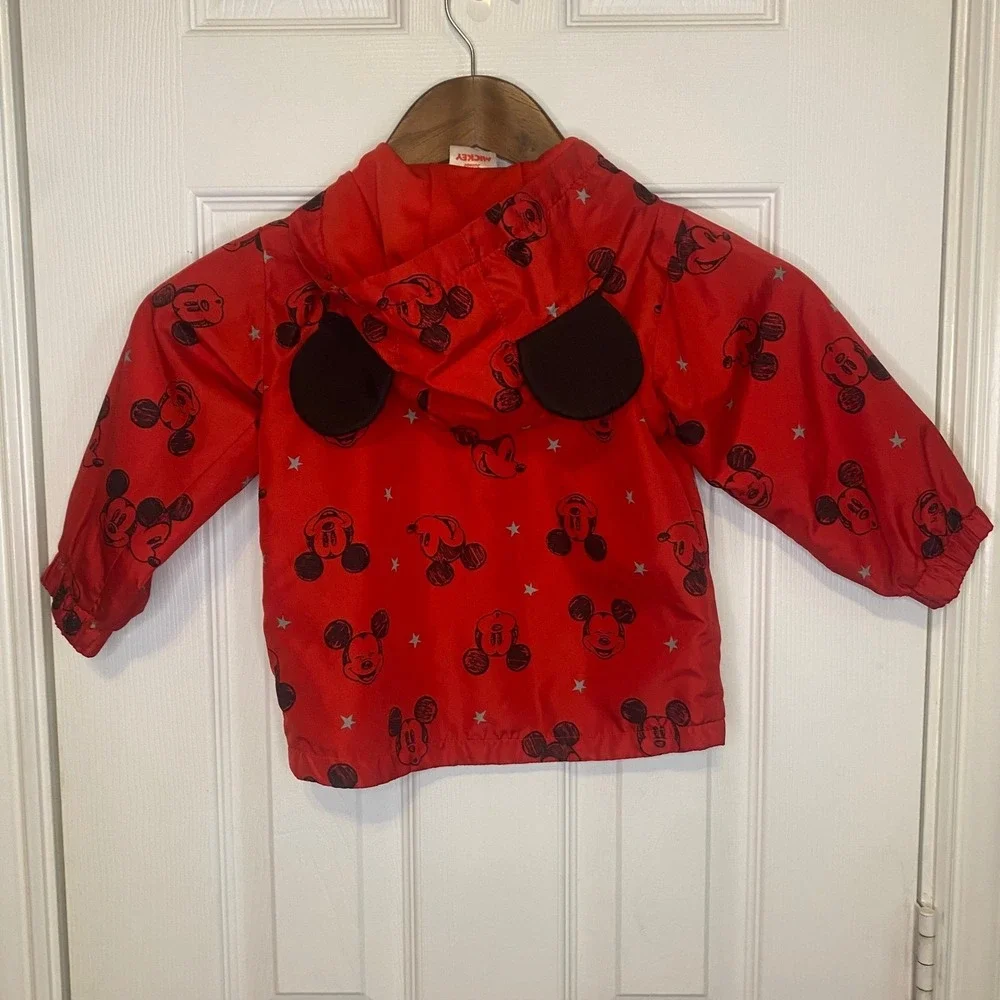 Disney Jacket Kids Size 2T Mickey Mouse Red Hooded Lightweight‎